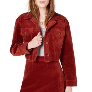 T.D.C. Topson Oversized Cropped Corduroy Jacket  Size Large Fired Brick